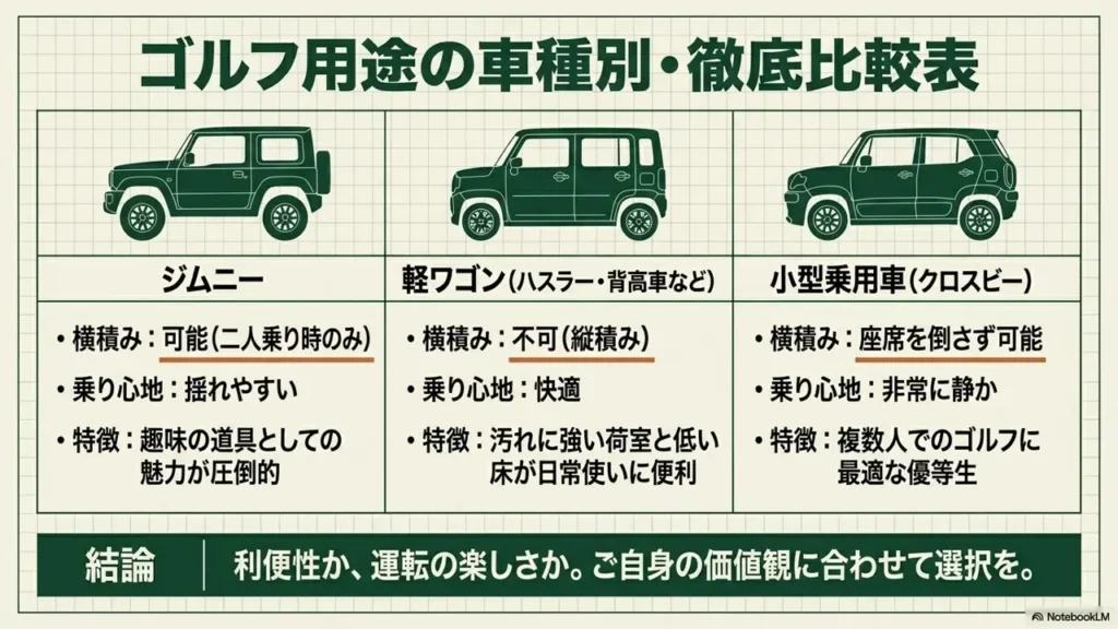 Comparison with a kei car that can carry a golf bag