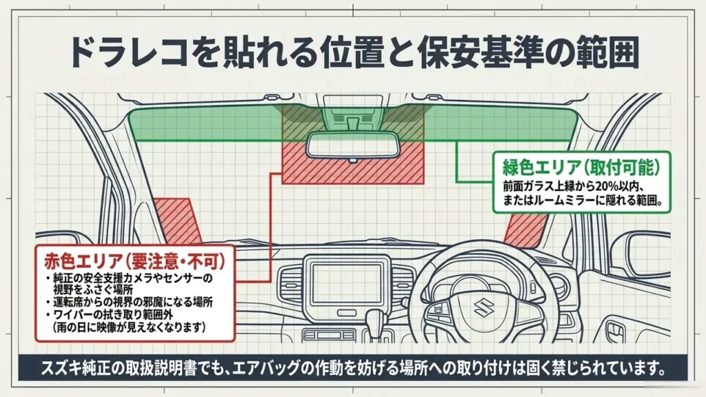 wagon-r-dashcam-mounting-area-safety-standard-green-red-zone-diagram