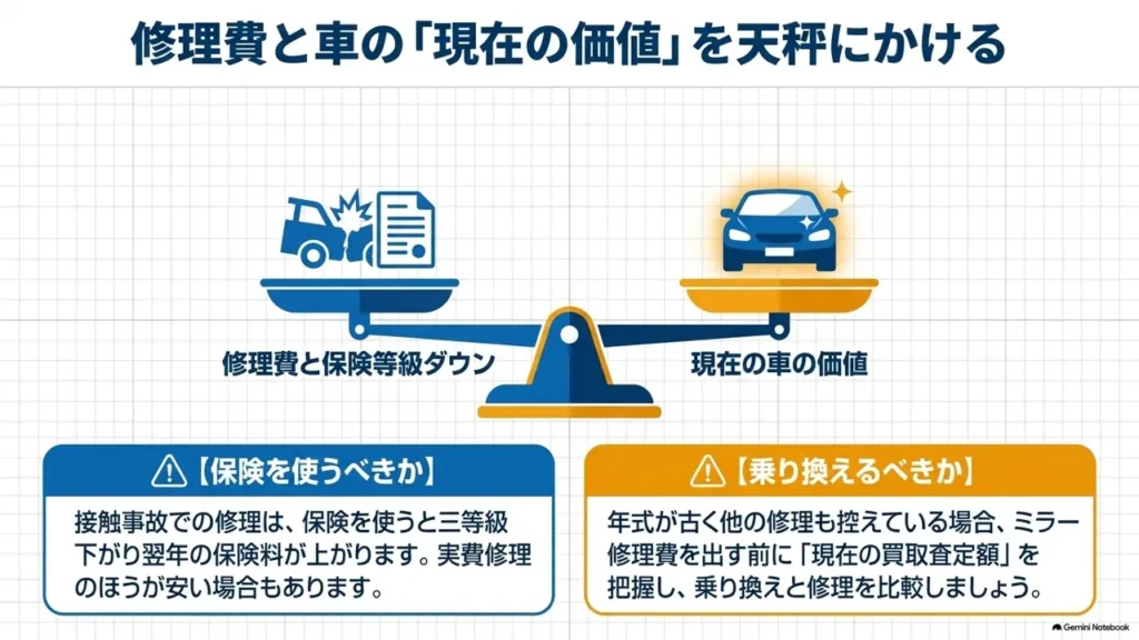 wagon-r-mirror-repair-cost-versus-resale-value-balance-scale