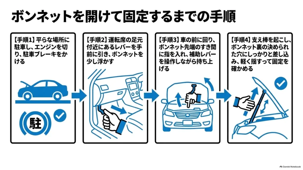 suzuki-hustler-bonnet-lever-release-prop-rod-step-illustration