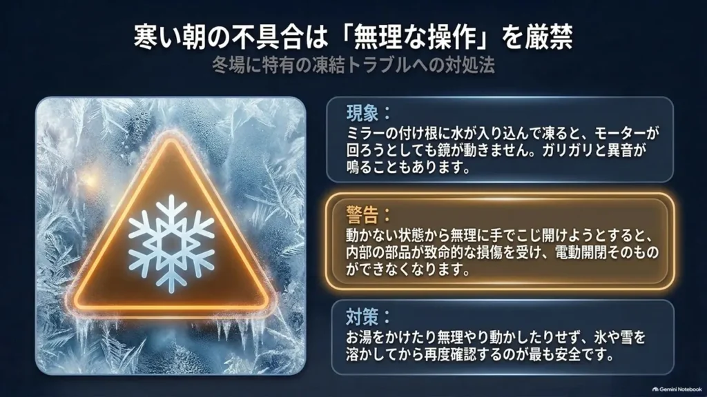 hustler-mirror-fold-winter-freeze-warning-do-not-force