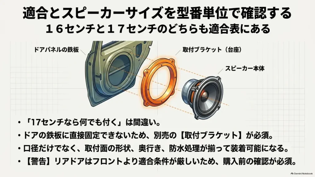16cmと17cmのどちらも適合表にある