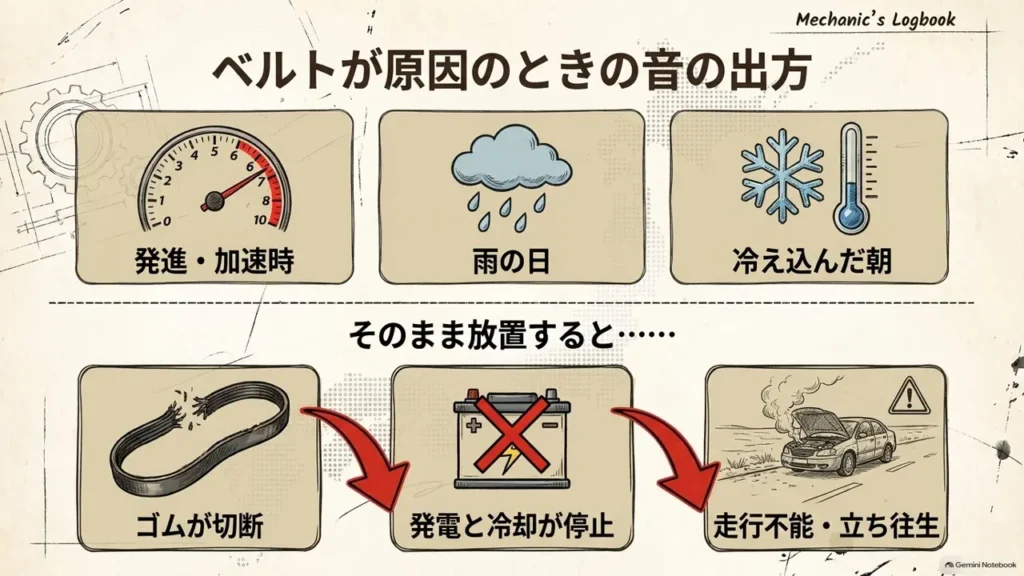 hustler-belt-noise-timing-conditions-icons-diagram