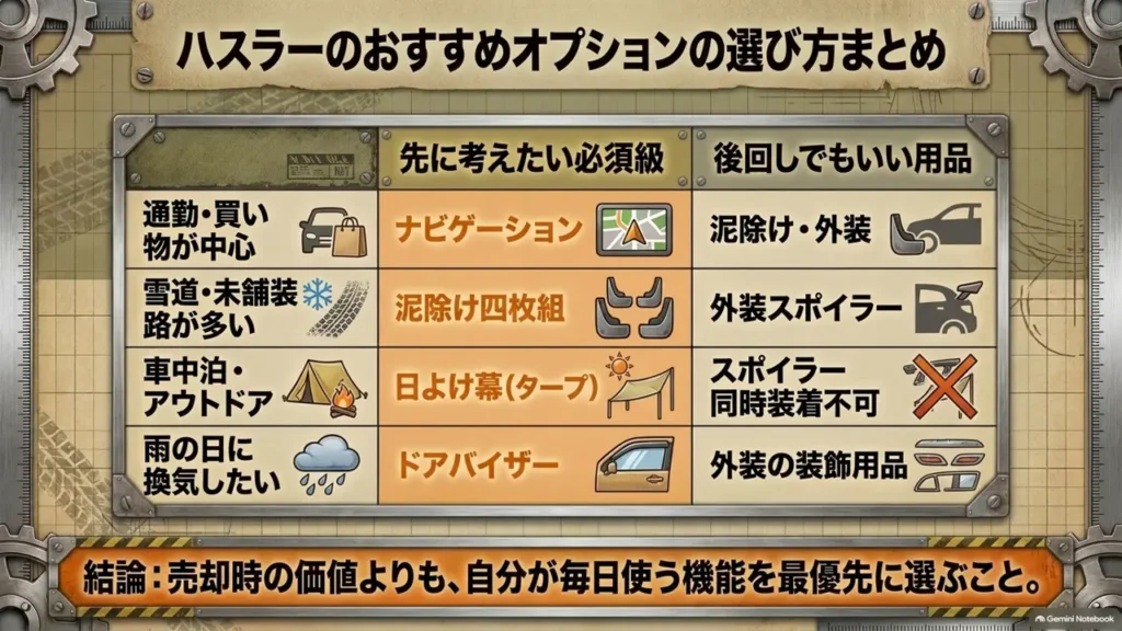 hustler-option-choice-summary-priority-table