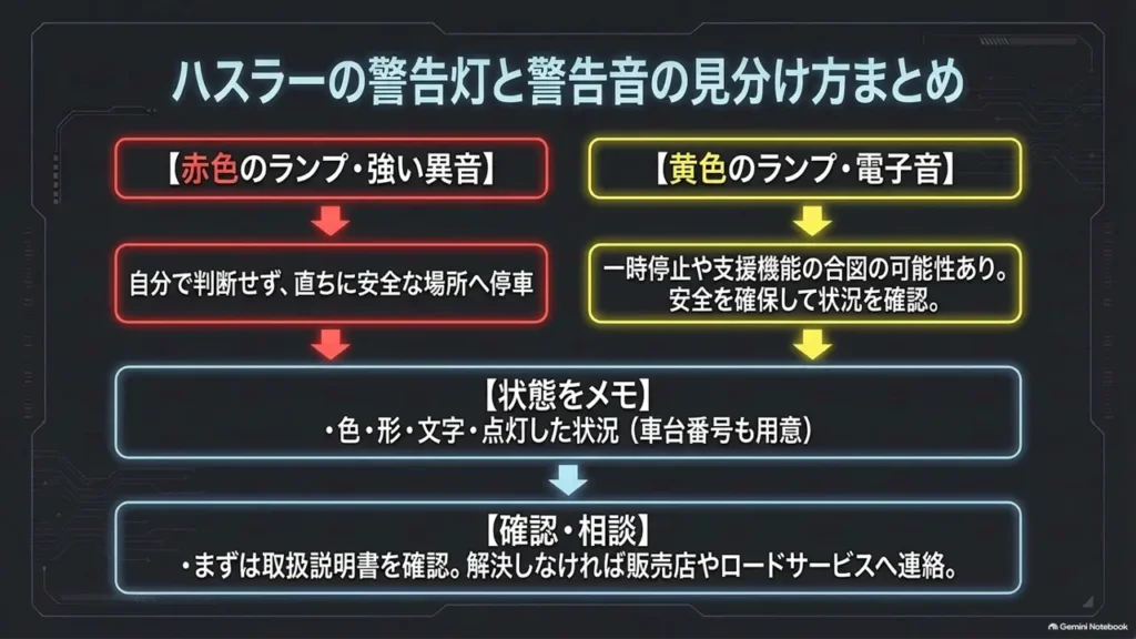 hustler-warning-light-sound-summary-checklist-diagram